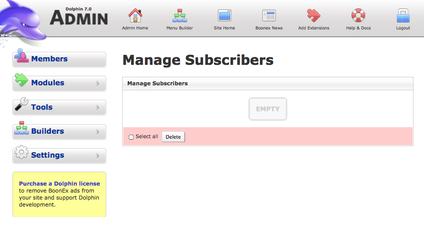 Manage Subscribers Screenshot
